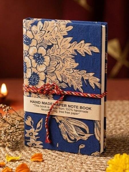 Blue floral print diary
